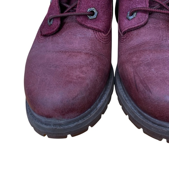 Timberland Combat Boots Size 8 Red Maroon Lace Up Leather Military Burgundy Fall - Picture 5 of 10